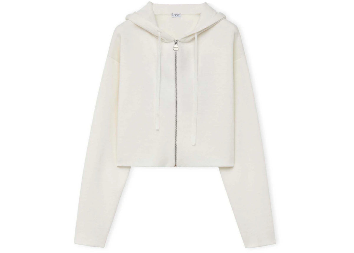 LOEWE Anagram Zip-Up Hoodie In Wool White - vue secondaire A