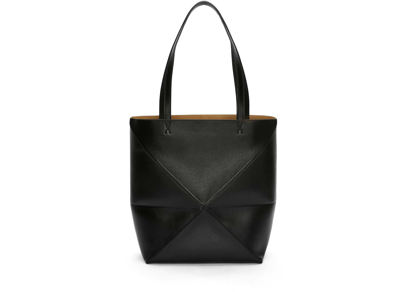 LOEWE Medium Puzzle Fold Tote in Shiny Calfskin Black - vue secondaire A