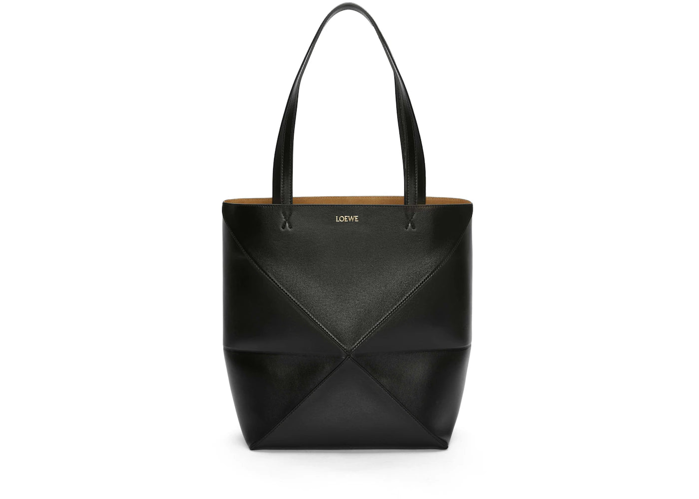 LOEWE Medium Puzzle Fold Tote in Shiny Calfskin Black - vue 360