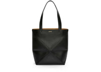 LOEWE Medium Puzzle Fold Tote in Shiny Calfskin Black