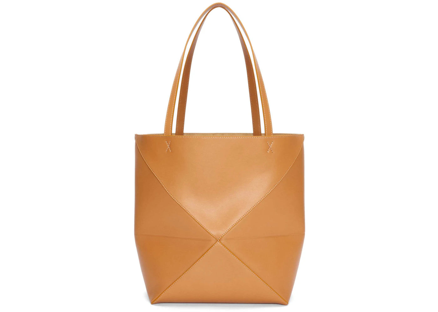 LOEWE Medium Puzzle Fold Tote in Shiny Calfskin Warm Desert
