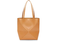 LOEWE Medium Puzzle Fold Tote in Shiny Calfskin Warm Desert