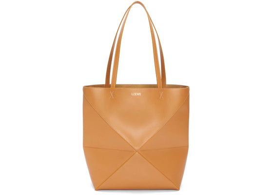 LOEWE Medium Puzzle Fold Tote in Shiny Calfskin Warm Desert sneakers - authentic LOEWE shoes