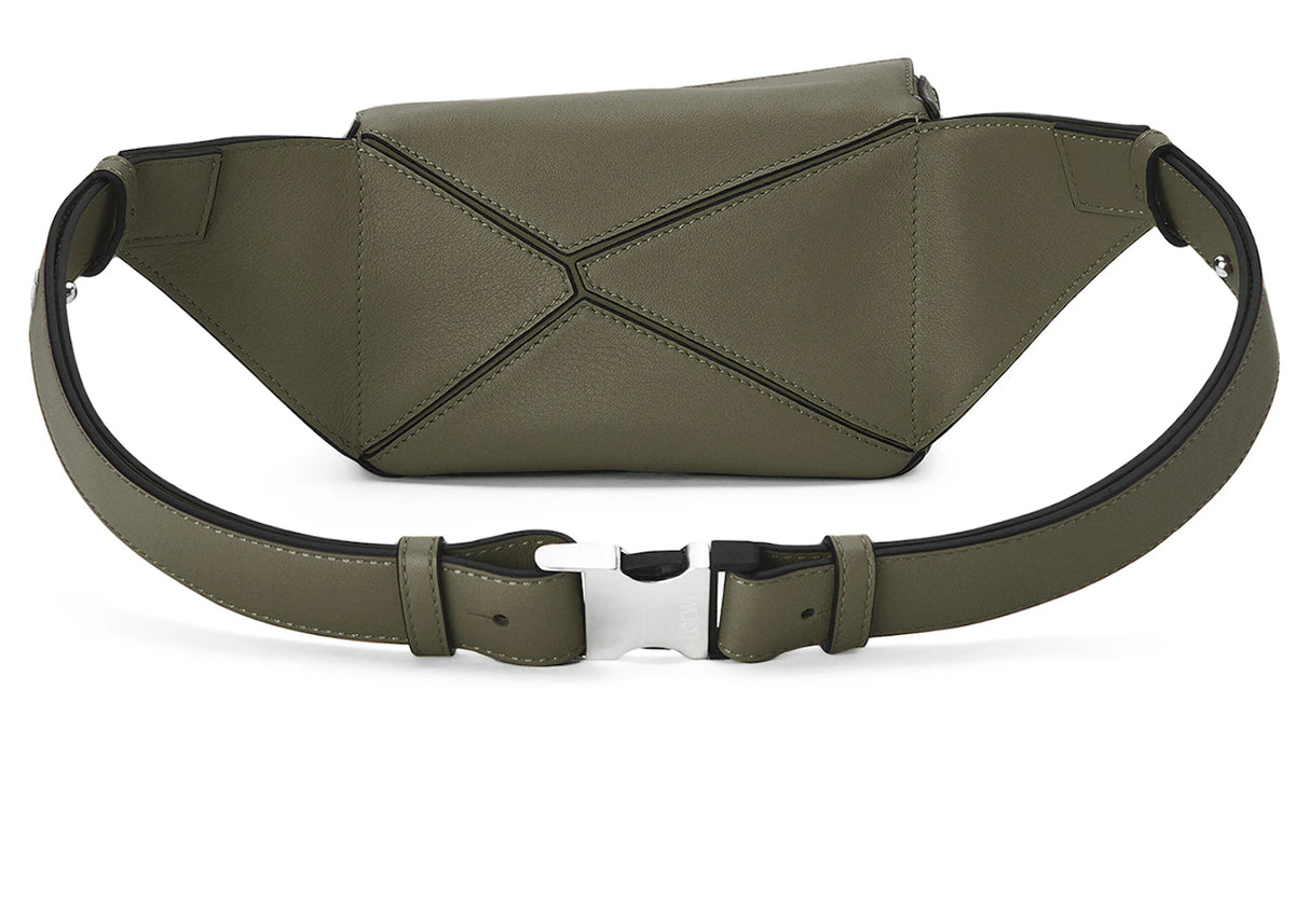 LOEWE Puzzle Bumbag In Classic Calfskin Mini Khaki Green - vue secondaire B