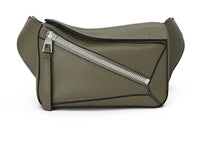 LOEWE Puzzle Bumbag In Classic Calfskin Mini Khaki Green