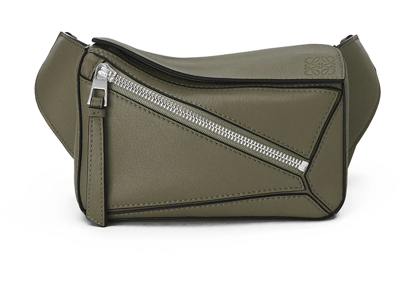 LOEWE Puzzle Bumbag In Classic Calfskin Mini Khaki Green - vue secondaire A