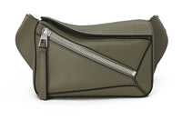 LOEWE Puzzle Bumbag In Classic Calfskin Mini Khaki Green