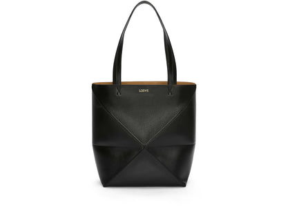 LOEWE Puzzle Fold Tote in Shiny Calfskin Black - authentic LOEWE product