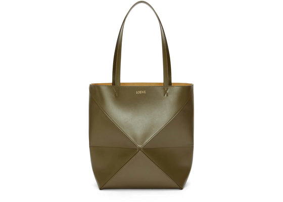 LOEWE Puzzle Fold Tote in Shiny Calfskin Dark Khaki Green sneakers - authentic LOEWE shoes