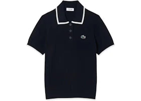 Lacoste Women's Short Sleeved Polo Collar Golf Sweater Navy Blue