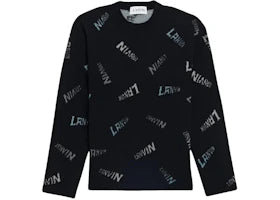 Lanvin Allover Logo Wool Sweater Black