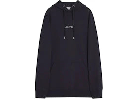 Lanvin Embroidered Loose Logo Hoodie Black - vue 360