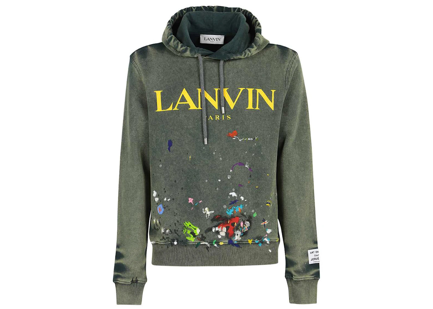 Lanvin x Gallery Dept. Logo Hoodie With A Worn Effect And Paint Marks Green - vue 360