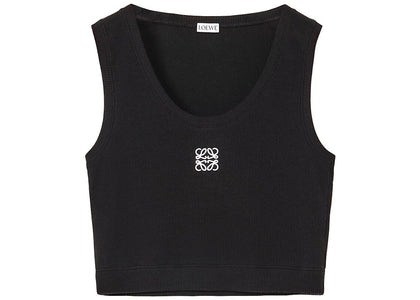 LOEWE Cropped Cotton Anagram Tank Top Black/White - authentic LOEWE product