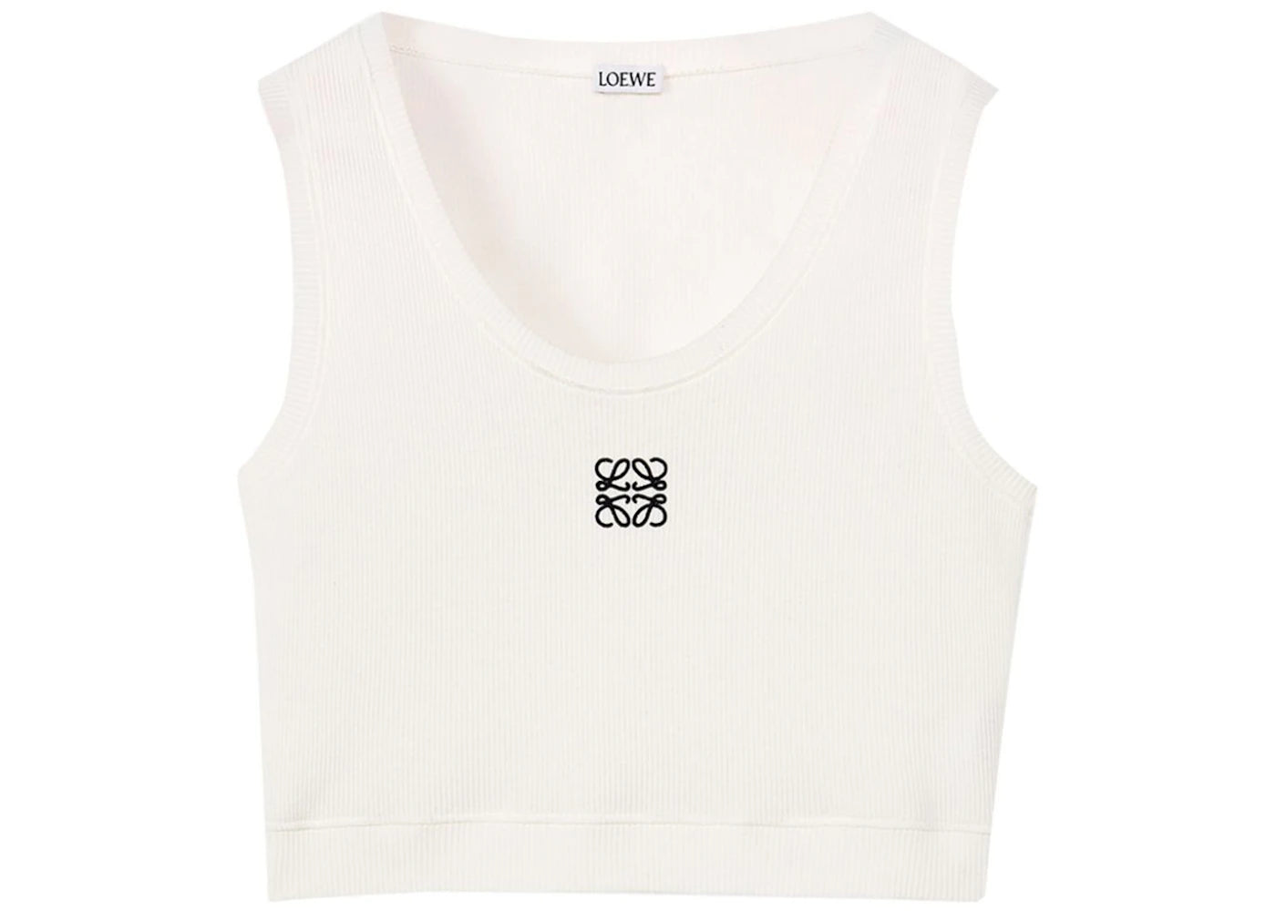 LOEWE Cropped Cotton Anagram Tank Top White/Navy Blue - vue secondaire A