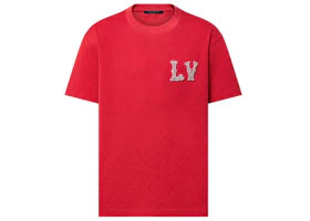 Louis Vuitton Cotton Pique T-Shirt with Embroidered LV Patch Bright Red
