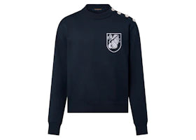 Louis Vuitton Embroidered Cotton-Blend Crewneck Navy Blue - vue 360