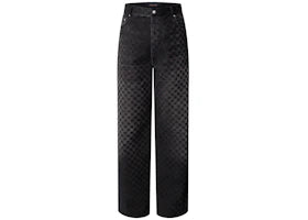 Louis Vuitton Flocked Damier Denim Wide-Leg Pants Black