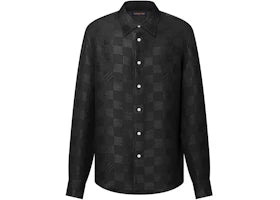 Louis Vuitton Jacquard Damier Long-Sleeved Silk Shirt Black