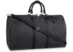 Louis Vuitton Keepall Bandouliere Monogram Eclipse 55 Black/Grey - vue 360