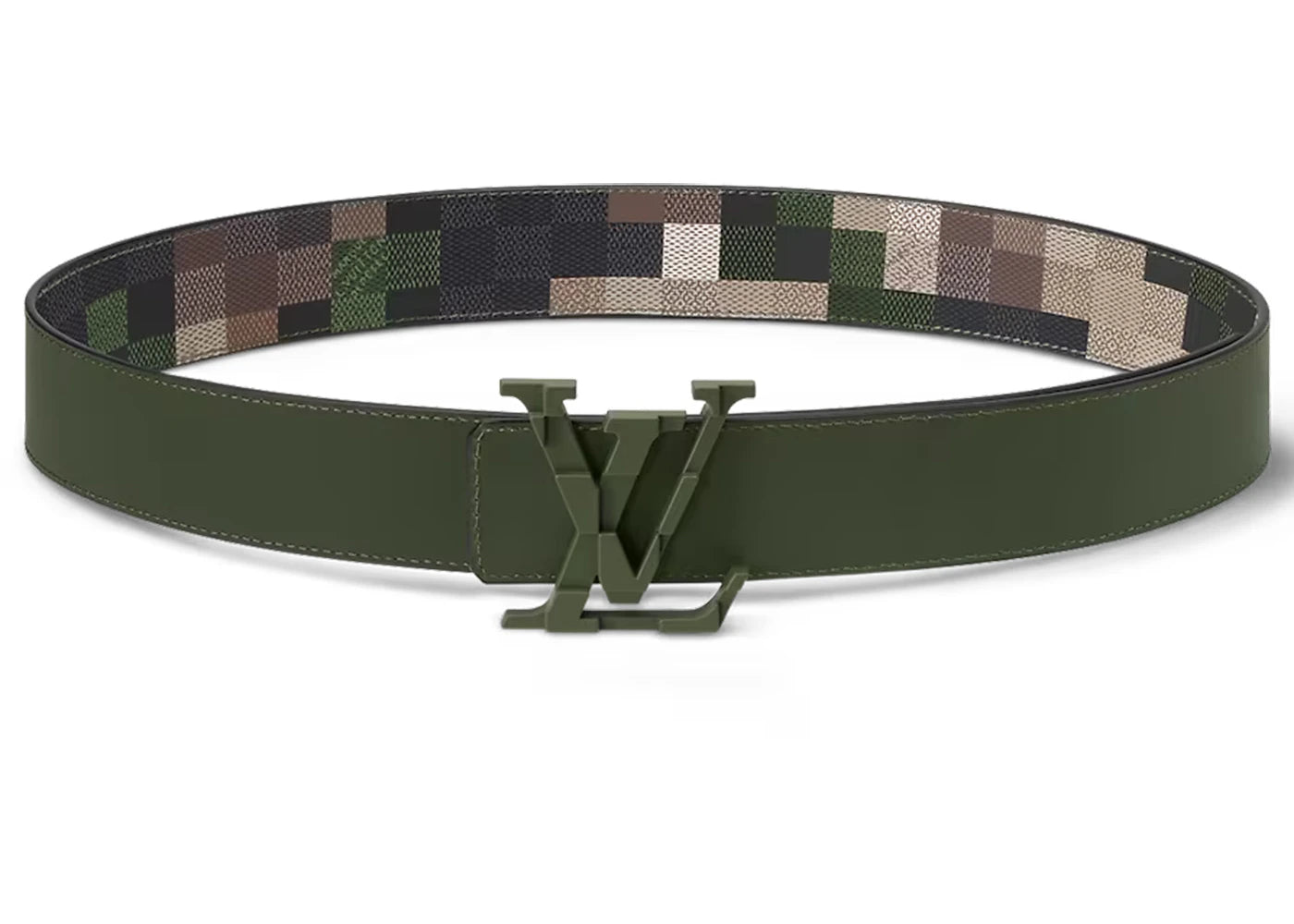 Louis Vuitton LV Mega Pixel 40mm Reversible Belt Green Damoflage Damier - vue secondaire A