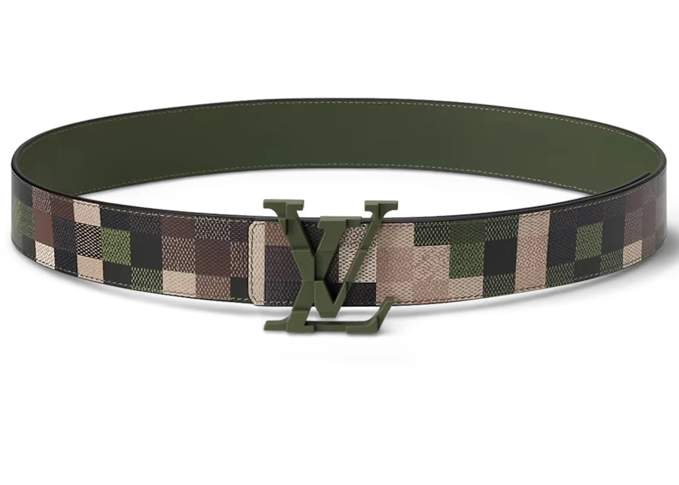 Louis Vuitton LV Mega Pixel 40mm Reversible Belt Green Damoflage Damier - vue 360