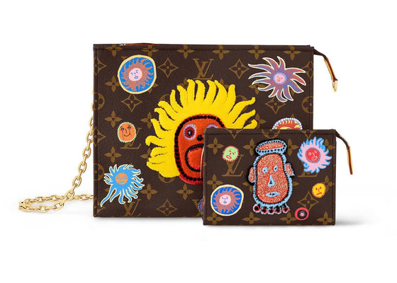 Louis Vuitton LV x YK Toiletry Pouch On Chain Face Print and Embroidery sneakers - authentic Louis Vuitton shoes