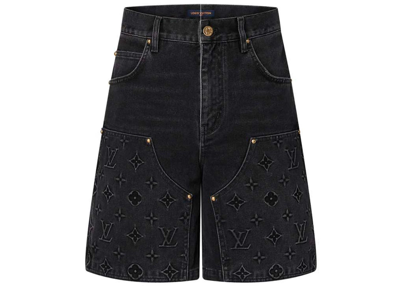 Louis Vuitton Monogram Workwear Denim Shorts Black - vue secondaire A