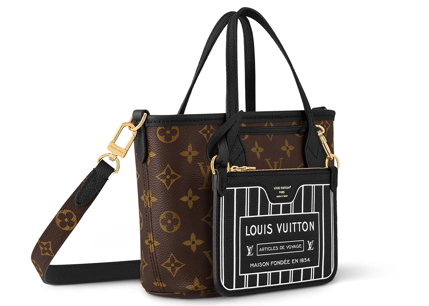 Louis Vuitton Neverfull Bandouliere BB Inside Out Black/Monogram - vue secondaire A