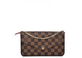 Louis Vuitton Pochette Felicie Damier Ebene Cerise Red Lining - vue 360