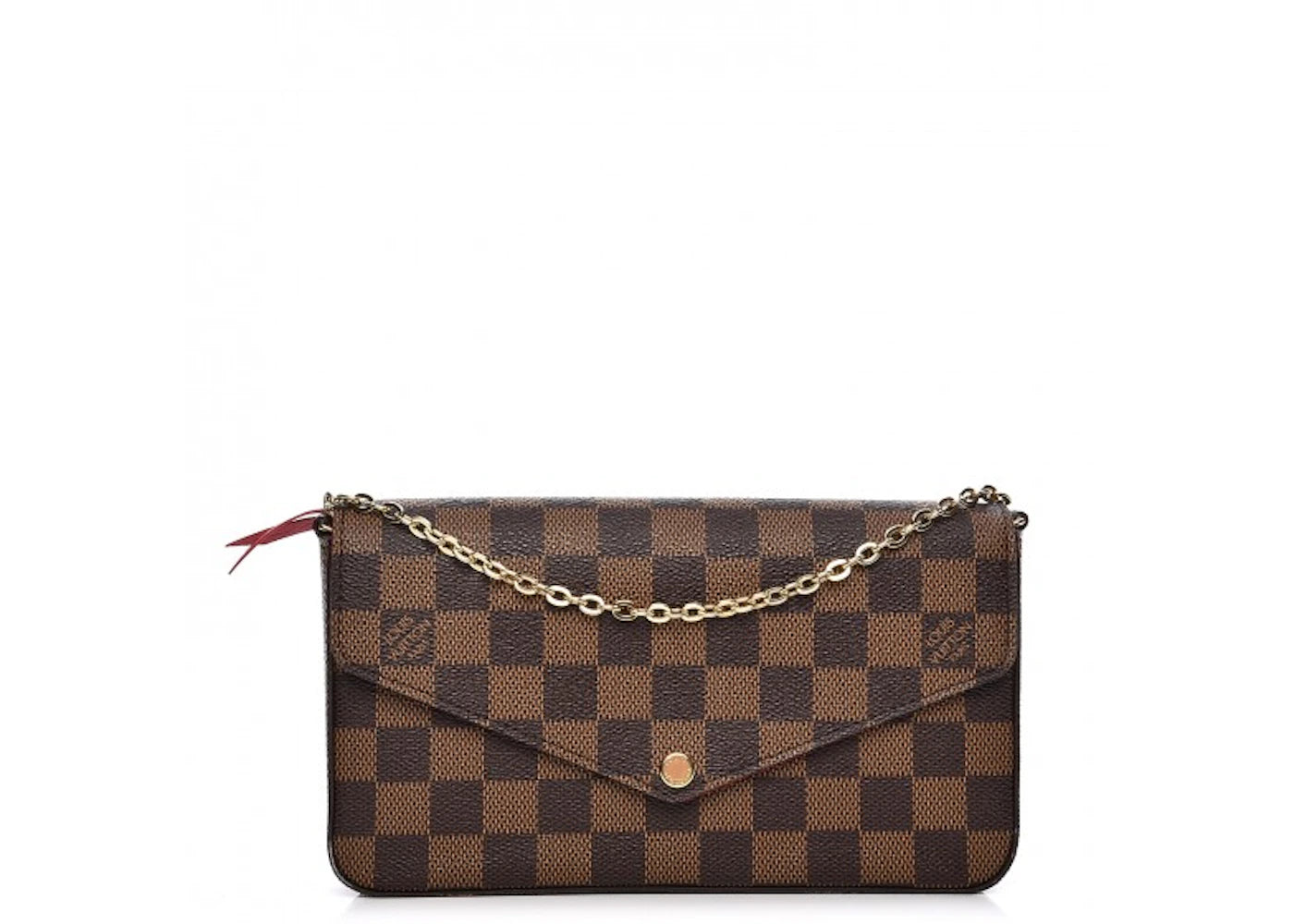 Louis Vuitton Pochette Felicie Damier Ebene Cerise Red Lining - vue secondaire A