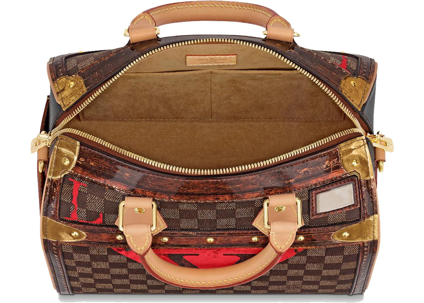 Louis Vuitton Speedy Bandouliere Damier Ebene Time Trunk 25 Brown Multicolor