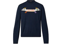 Louis Vuitton x Nigo Intarsia Jacquard Graphic Cashmere Crewneck Dark Ocean