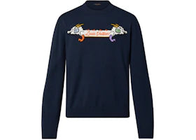 Louis Vuitton x Nigo Intarsia Jacquard Graphic Cashmere Crewneck Dark Ocean