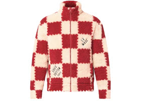 Louis Vuitton x Nigo Jacquard Damier Fleece Blouson Garnet Red - vue 360