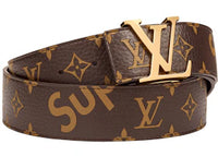 Louis Vuitton x Supreme Initiales Belt 40 MM Monogram Brown Gold