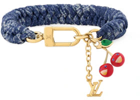 Louis Vuitton x Takashi Murakami Cherry Tressage Bracelet Denim Monogram - vue 360