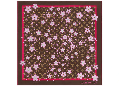 Louis Vuitton x Takashi Murakami Monogram Cherry Blossom Square 70 Sakura Brown - authentic Louis Vuitton product