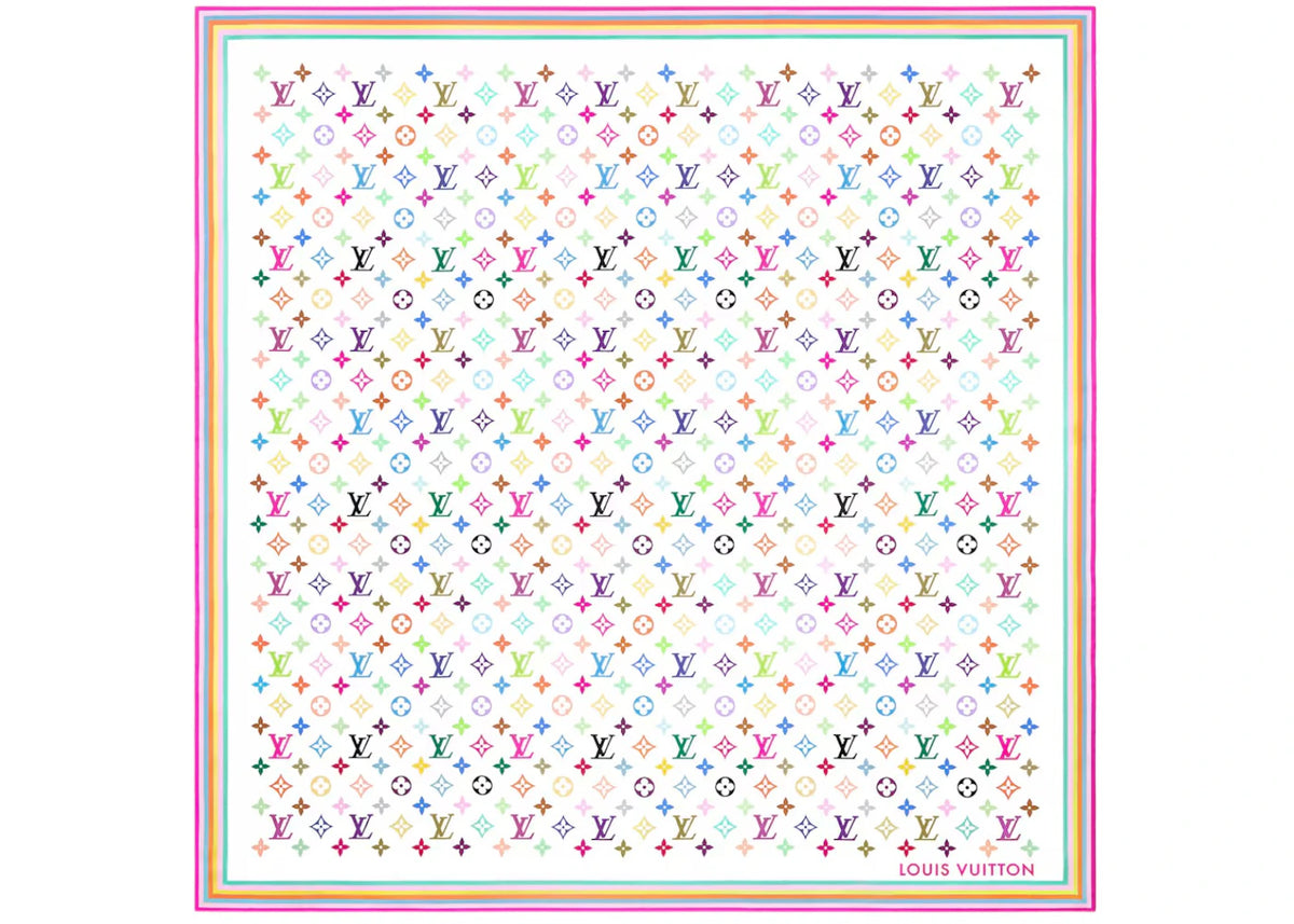 Louis Vuitton x Takashi Murakami Monogram Multicolor Square 90 White Multicolored - vue secondaire B