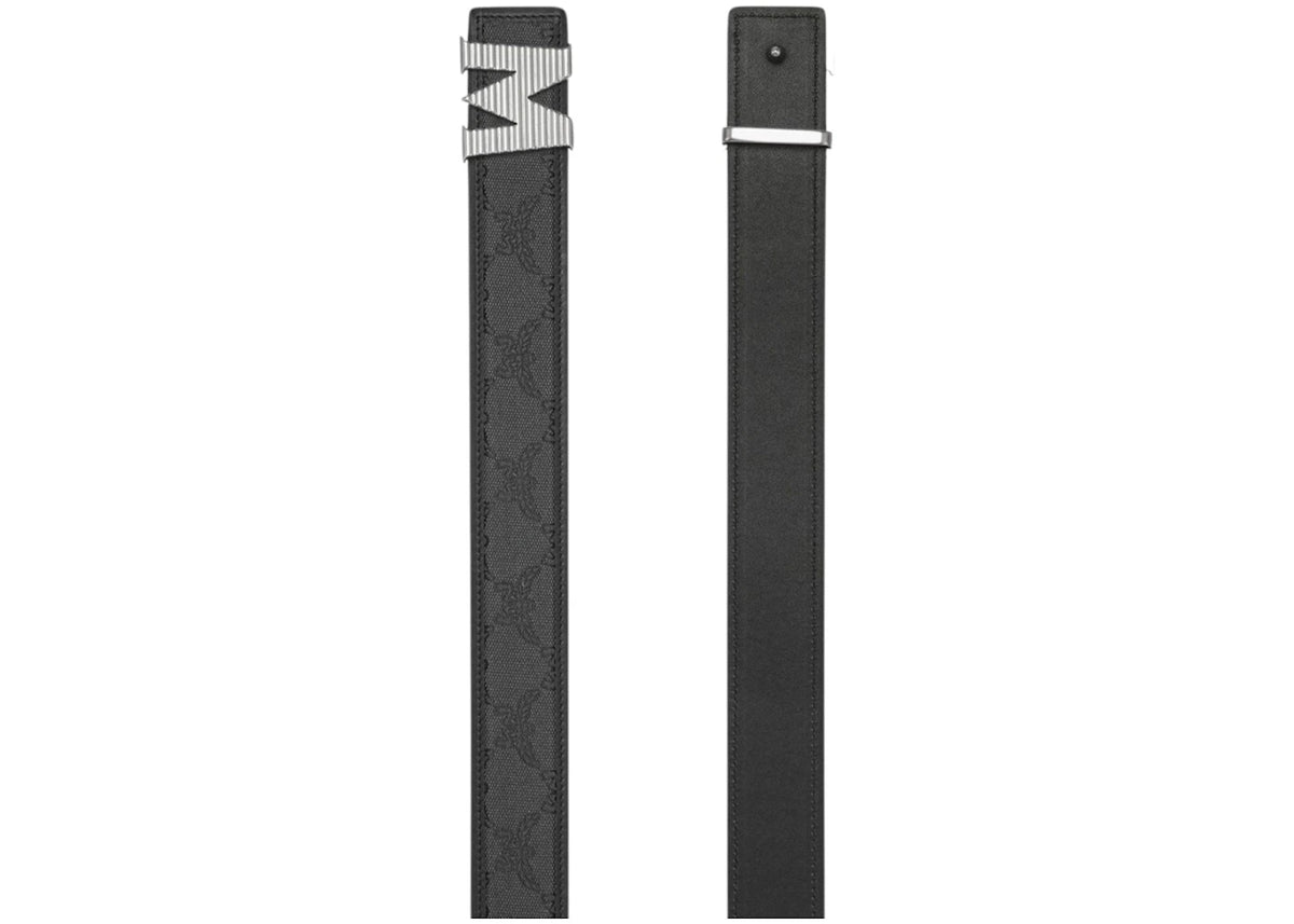MCM Claus Fluted M Loretos Jacquard Reversible Belt Black/Grey - vue secondaire B