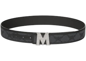 MCM Claus Fluted M Loretos Jacquard Reversible Belt Black/Grey - vue 360