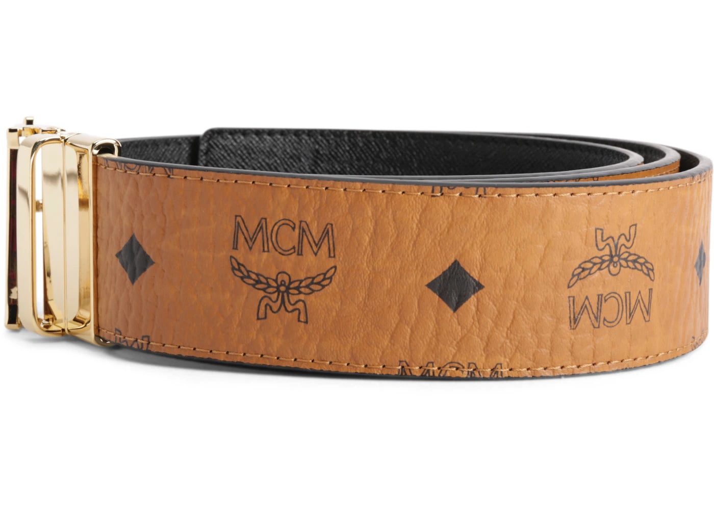 MCM Claus M Reversible Belt Visetos 1.75W 51In/130Cm Cognac - vue secondaire B
