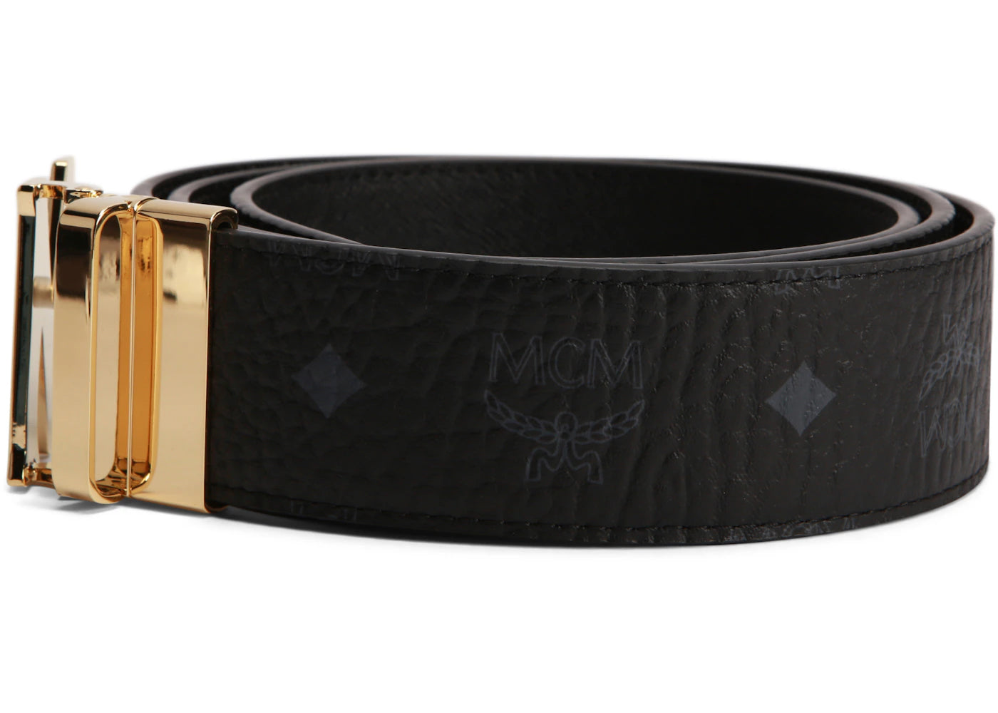 MCM Claus M Reversible Belt Visetos 24K Gold 1.75W 51In/130Cm Black - vue secondaire A