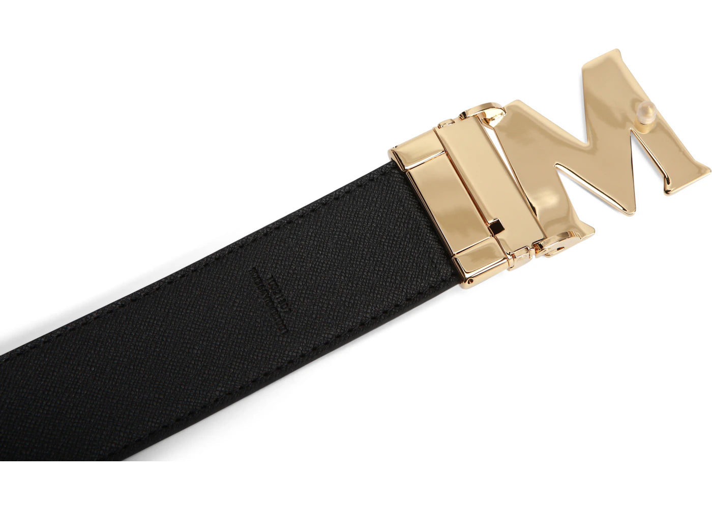 MCM Claus M Reversible Belt Visetos 24K Gold 1.75W 51In/130Cm Black - vue secondaire B