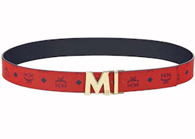 MCM Claus M Reversible Belt Visetos Ruby Red/Blue - vue 360
