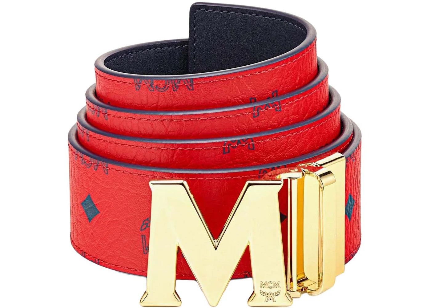 MCM Claus M Reversible Belt Visetos Ruby Red/Blue - vue secondaire B