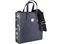 MCM Floral Leather Portuna Tote Black/Blue