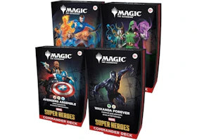 Magic: The Gathering Marvel Super Heroes (Avengers Assemble, Wakanda Forever, The Fantastic Four, Doom Prevails) Commander Deck Bundle - vue 360