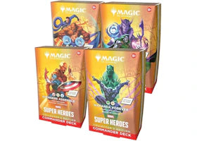 Magic: The Gathering Marvel Super Heroes (Avengers Assemble, Wakanda Forever, The Fantastic Four, Doom Prevails) Foil Commander Deck Bundle - vue 360