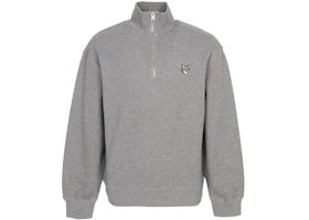 Maison Kitsune Fox Head Half Zip Up Sweatshirt Gray - vue 360